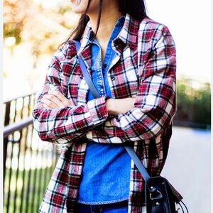 LL BEAN Scotch Plaid Flannel Shirt Relaxed Fit Stewart Plaid Sz XS Petite